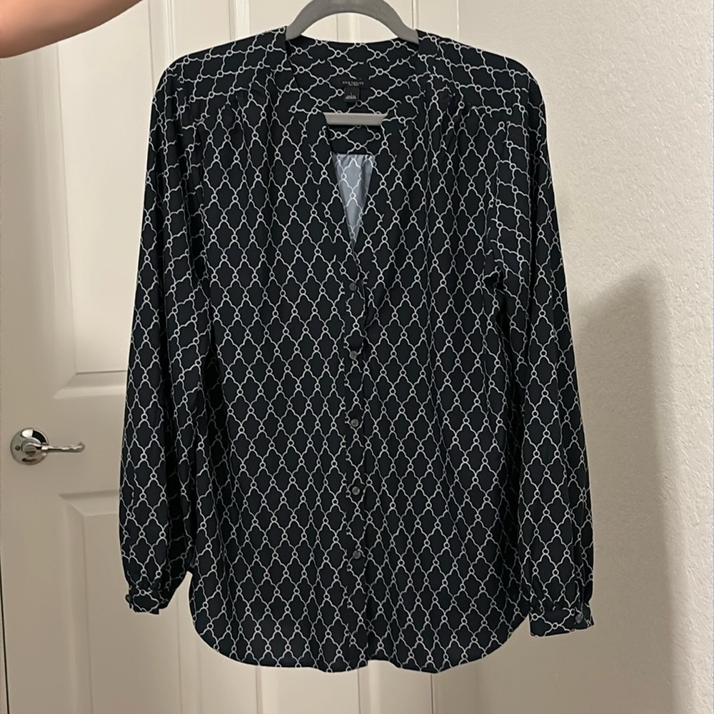 Ann Taylor Navy Blue Blouse- Size Large